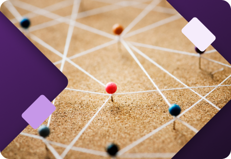 Silhouette icons linked by lines